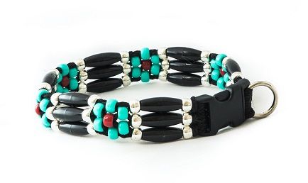 zany-zak-black-comanche-flower-dog-Collar