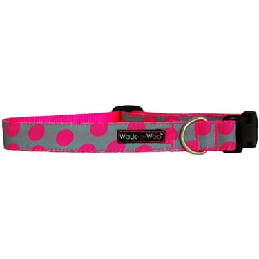 walk-e-woo-neon-dots-pink-grey-dog-collar