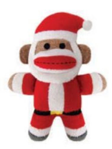 santa baby sock monkey dog toy