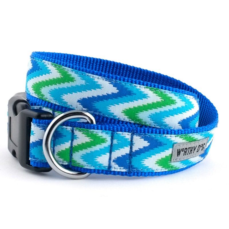 Worthy Dog Chevron Blue Dog Collar