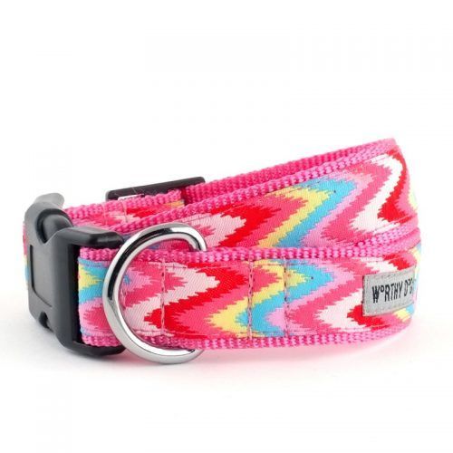 Worthy Dog Chevron Pink Dog Collar