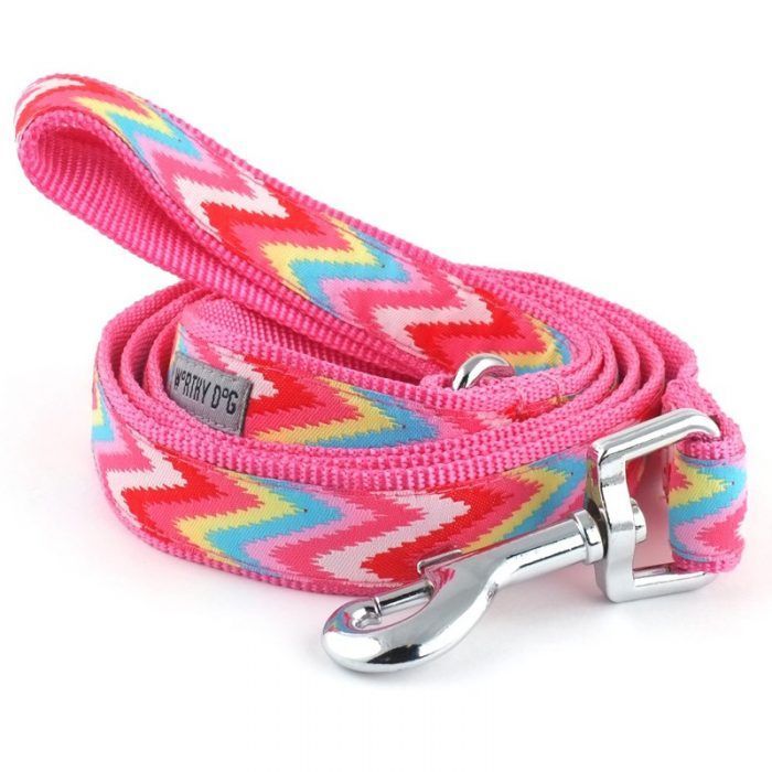 Worthy Dog Pink Chevron Dog Lead, Dog Leash
