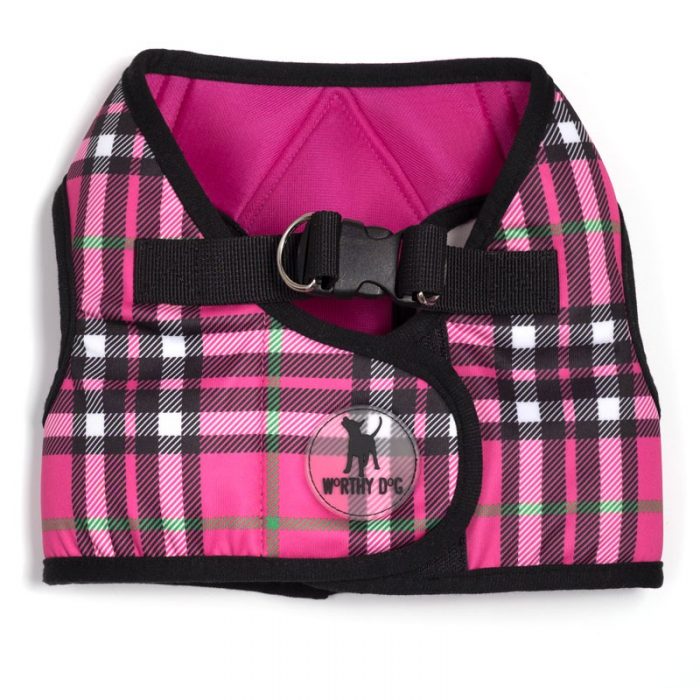Dog Harness - Color - Pink Plaid Print Sidekick Dog Harness - Great for Walking & Training