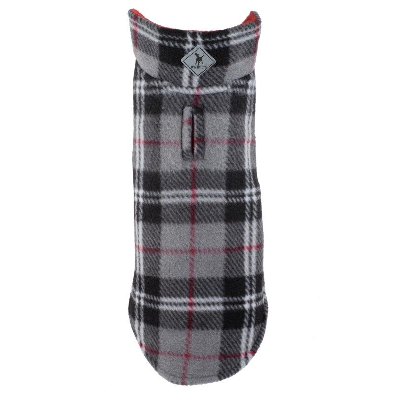 jacket Fargo fleece gray plaid reversible red by Worthy Dog