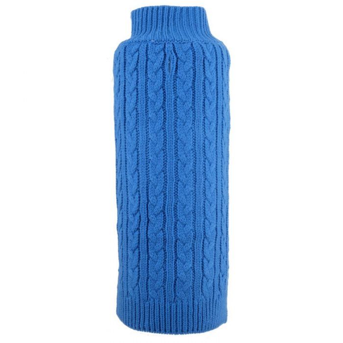 dog sweater cable zip blue by worthy dog