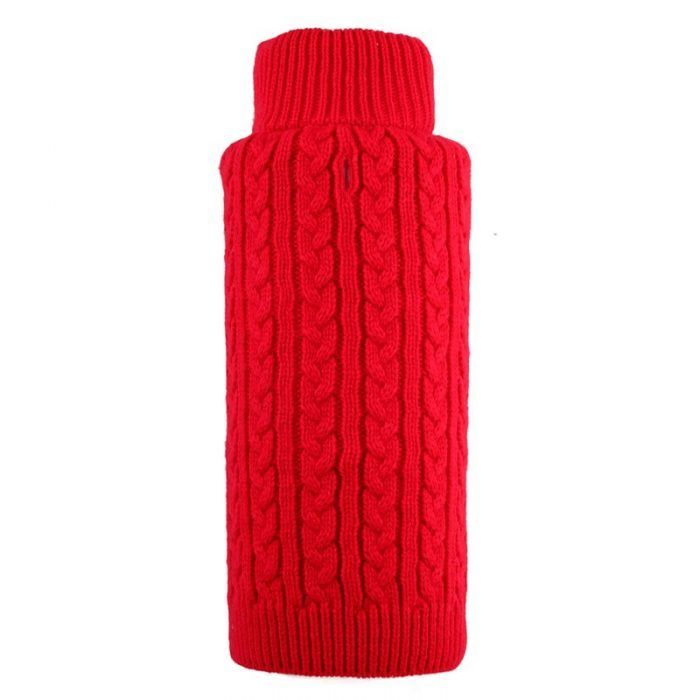 dog sweater cable zip red by worthy dog