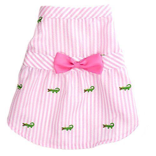 Dog Dress Pink Stripe Alligator by Worthy Dog