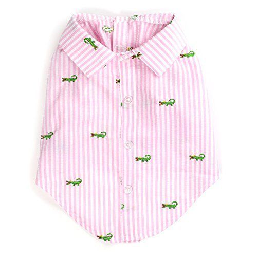 Dog Shirt Pink Stripe Alligator by Worthy Dog