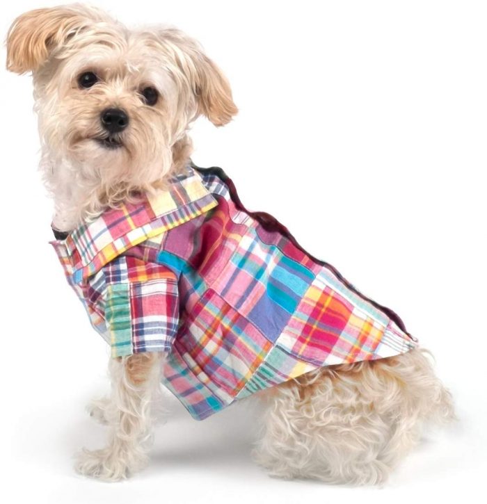 The Worthy Dog Patch Madras Bright Pink Pattern Fabulously Stylish Shirt for Dogs - Image 3