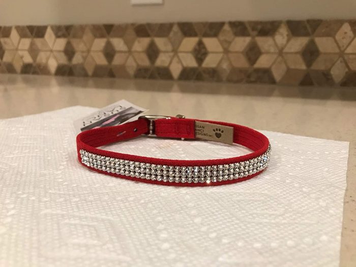 Dog Collar - Swarovski Crystal Dog Collar - 3 Row Red Giltmore Dog Collar - Color RED - Susan Lanci - Super Soft Durable Made in The USA - Image 3