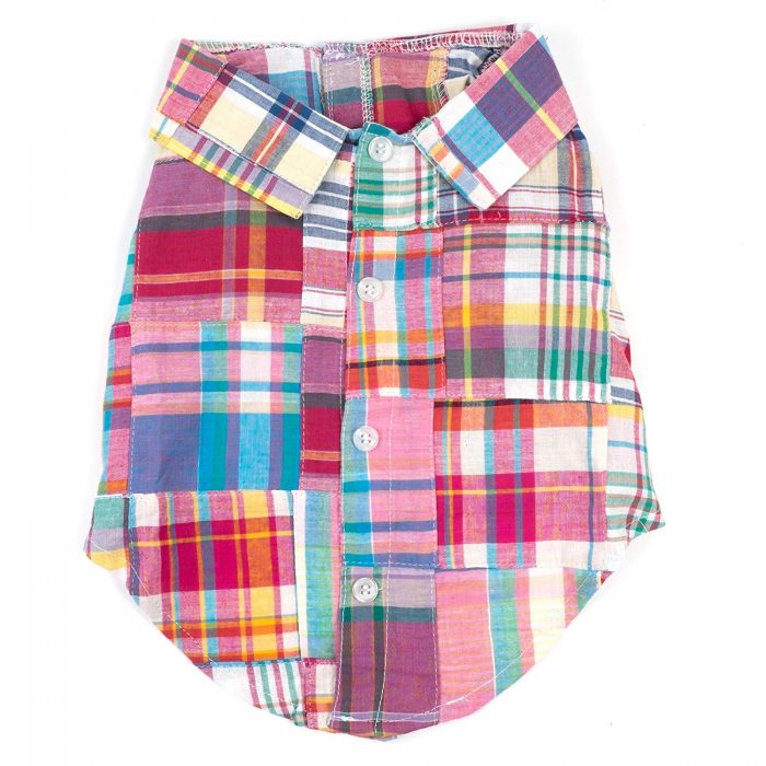 The Worthy Dog Patch Madras Bright Pink Pattern Fabulously Stylish Shirt for Dogs - Image 5
