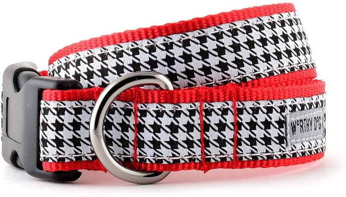 Dog Collar Adjustable - Design Houndstooth - Black and Red - Fits Toy, Small , Medium, Large and X-Large Dogs Puppy - Image 4