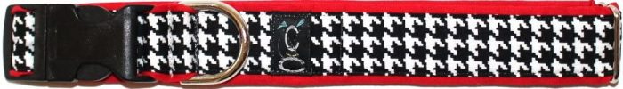 Dog Collar - Red Houndstooth Adjustable Dog Collar - Made in The USA - Image 3