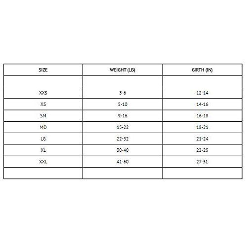 worthy dog sidekick dog vest harness - size chart